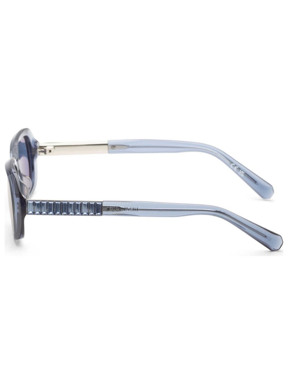 Full Inclusion Swarovski Translucent Blue Rectangular Sunglasses - Picture 3 of 4